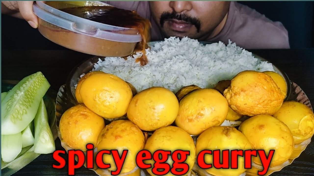 Egg Curry With Rice Eating Challenge, Spicy Egg Curry Eating, Spicy Egg
