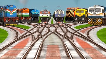 8 Trains Passing CRAZY Bumpy Railroad Crossing | Risky Railroad Tracks | train simulator: game