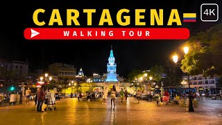 Cartagena at Night | Walking Tour | Colombia in 4K60fps with Captions