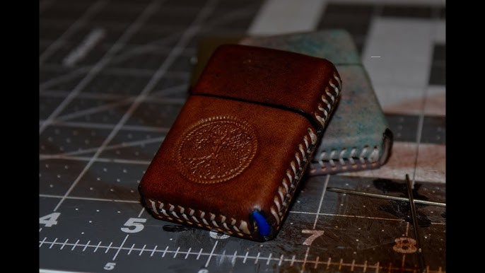 Leather Craft] Wet molding a leather Zippo lighter case 