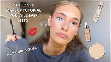 DRUGSTORE makeup tutorial that ACTUALLY last all day - no filter or blurring effects