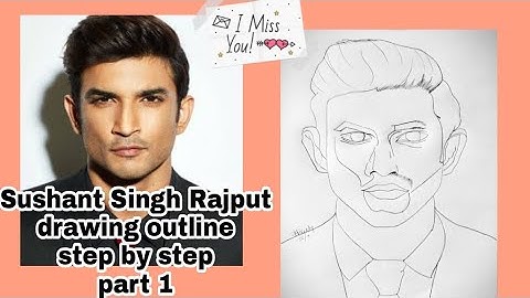 How to draw Sushant Singh Rajput outline (step by step)