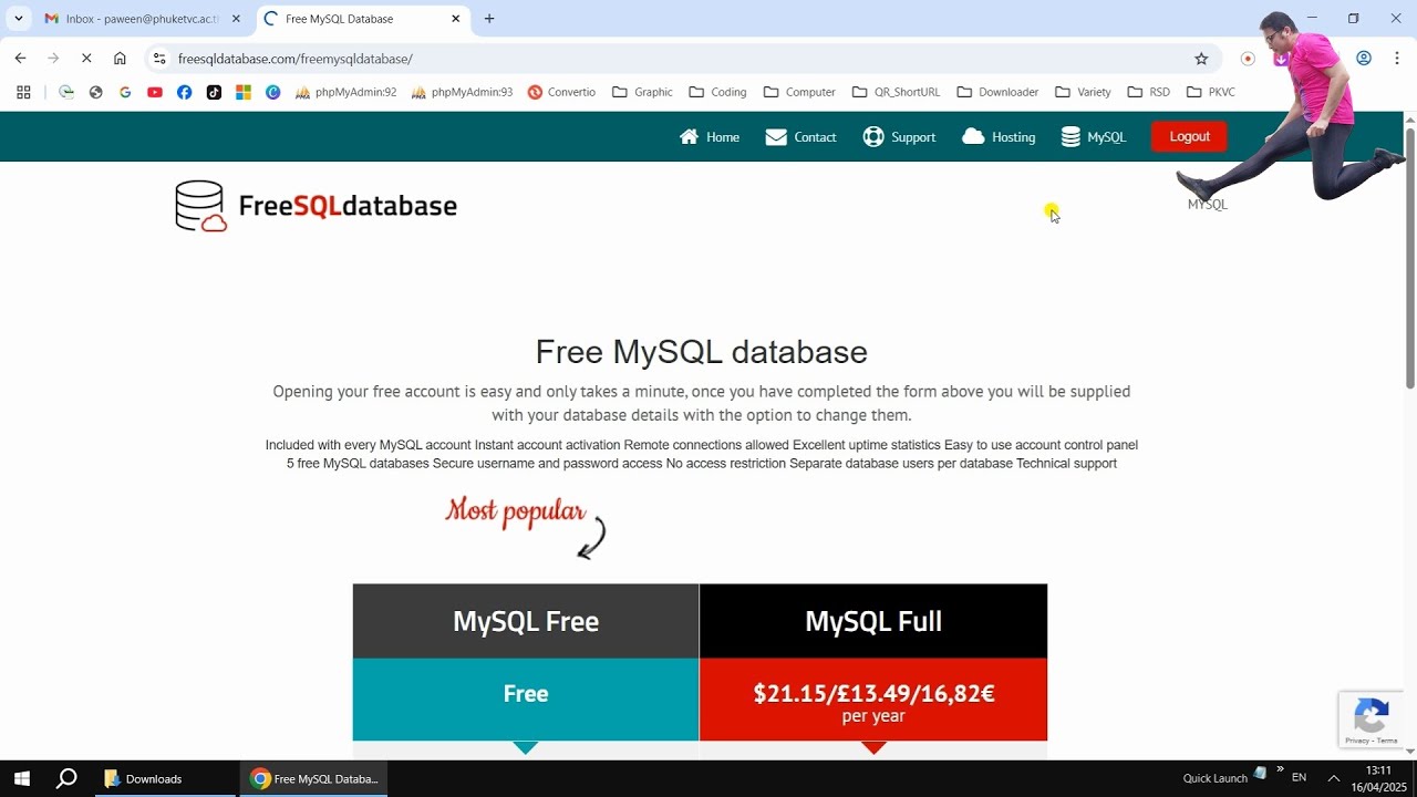 Free SQL Database is a web based service to provide SQL database ...