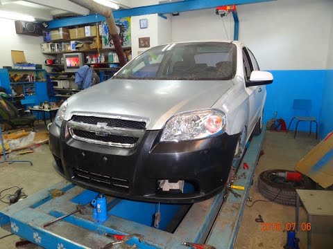 Chevrolet Aveo. вытяжка лонжеронов. наборка. сварка.