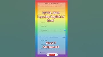 NPTEL 2025 Learning English in hindi Week 7 Assignment #nptelanswer #nptelcoursesolution #shorts