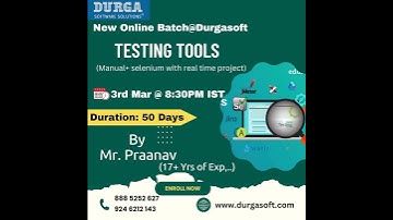 Testing Tools Online Training | Manual + Selenium with Real-Time Project | DurgaSoft| 3rd March 2025