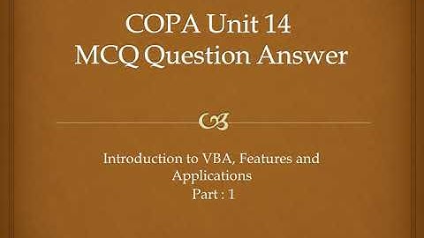 Introduction to VBA, Features and Applications part 1