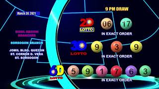 [LIVE] PCSO 9:00 PM Lotto Draw - March  30, 2021