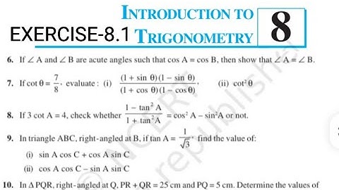 Introduction to Trigonometry Class 10 NEW NCERT Solutions Exercise 8.1