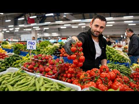 ISTANBUL TURKEY 2026 4K MARKET TOUR Fresh Fruits Vegetables Local Prices Shopping