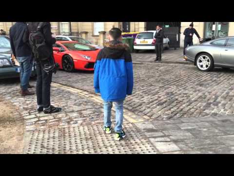 Lamborghini Aventador revving. Kids reaction priceless. Young petrol heads, Bristol, Queen Square