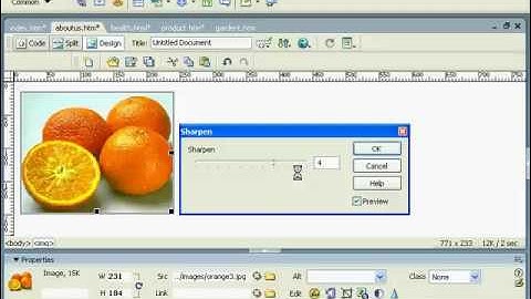 การปรับแต่งรูปภาพ dreamweaver
