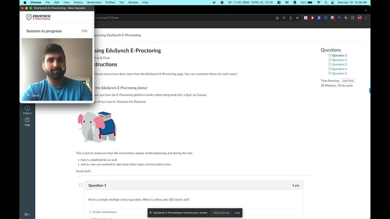 EduSynch EProctoring Student Demo Canvas YouTube