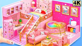Make Secret Pink Dream House Hello Kitty with Luxury Kitchen and Rainbow Pool | DIY Miniature House