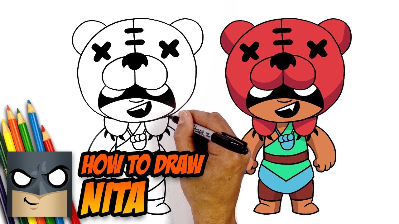 How To Draw Brawl Stars Nita Step By Step Tutorial Youtube - brawl stars skins tekenen makkelijk