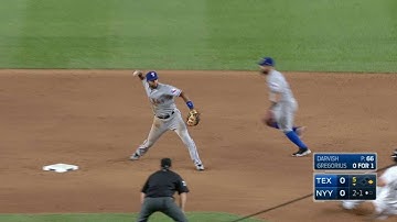 TEX@NYY: Odor begins a 4-6-3 double play in the 5th
