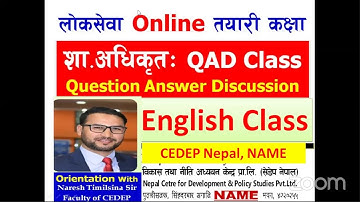 Live - Section Officer First Paper - English Special QAD Class - Day 2 with Naresh Timilsina Sir