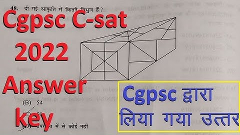 Cgpsc CSAT 2022 model answer key / cgpsc question paper 2 answer key / cgpsc pre csat 2021 - 2022