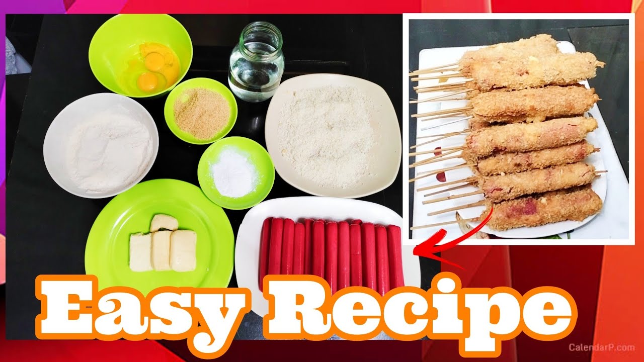 EASY CHEESY CORN DOG RECIPE Pinoy Hotdog Waffle No Waffle Maker