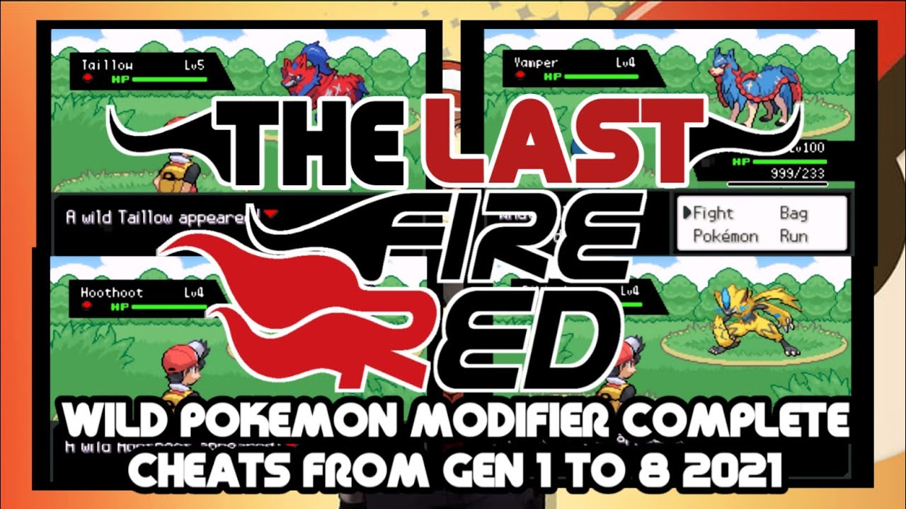 The Last fire red Wild Pokemon Modifier Cheatcodes, Gen 1 to 8, By PokeGirl New Update - YouTube