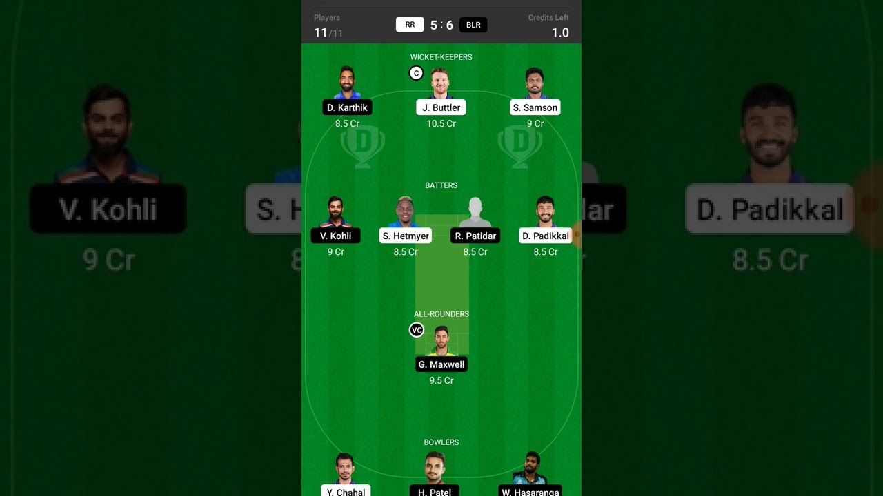 rcb vs rr dream11 prediction | bangalore vs rajasthan prediction| dream11 team of today match