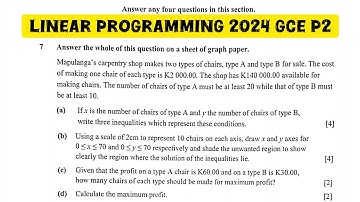 Linear Programming 2024 GCE Paper 2 | Maximum Profit | Mathematics  #2024gce