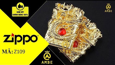 Hộp quẹt Zippo Z109 rồng vàng ôm ngọc đỏ ấn tượng - Ambe.vn