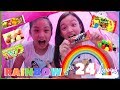 WE ONLY ATE RAINBOW FOODS FOR A DAY | Camping Outside with Rainbow Dash | Aurea & Alexa