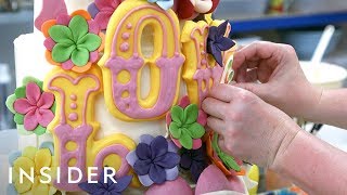 These cakes at choccywoccydoodah in london are decorated entirely with
chocolate. each decoration is sculpted by hand and cake costs around
$2,600. find...