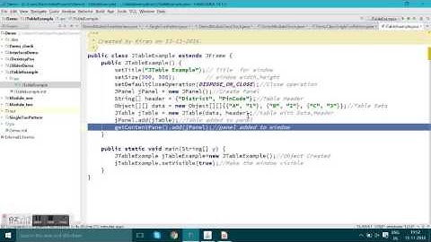 JTable in Swing Java Example