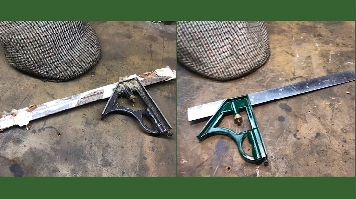 Tool restoration. Old paint covered combination square rescue