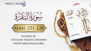 Live Tafsir of Surah Al-Baqarah Ayah 221-228 by Ustazah Najiha Hashmi. www.arrahmah.org