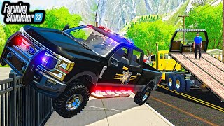 OFFICER "WRECKED" POLICE TRUCK: $100,000 IN DAMAGES! | Farming Simulator 22