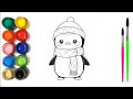 How to make  cute penguin  cute penguin drawing easy  penguin coloring book art drawing