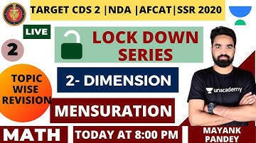 Mensuration | 2-D | Lock Down Series | Target CDS 2 | AFCAT | NDA | CAPF 2020 | Mayank Pandey