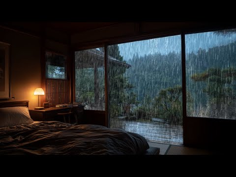 Night Forest Rain Sounds for Sleeping | Dark Bedroom | Sleep Fast ...
