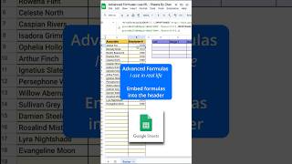 Advanced formulas I used in real life in Google Sheets: Embed formulas into the header!
