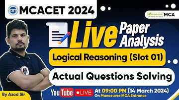 MAH MCA CET 2024 - Live Logical Reasoning Slot 1 Paper Analysis | Actual Question Solving #mhcetmca