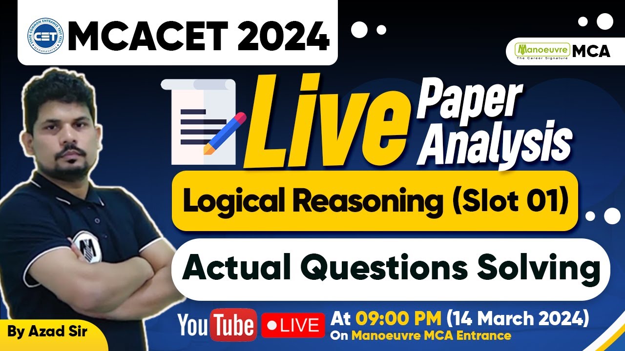 MAH MCA CET 2024 - Live Logical Reasoning Slot 1 Paper Analysis | Actual Question Solving 