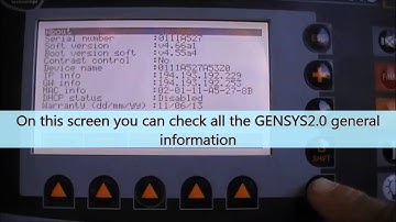 How to check the GENSYS2 0 general information