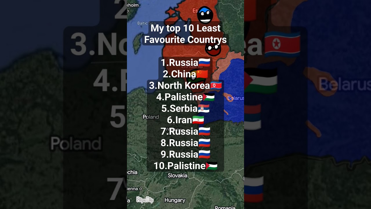 Top 10 least Favourite Countrys 