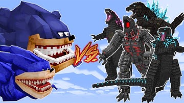 SHIN SONIC PHASE IV vs All GODZILLA ADDON/MOD IN MINECRAFT PE | WHO WILL WIN?