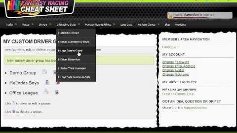 Creating Custom Driver Groups - FantasyRacingCheatSheet