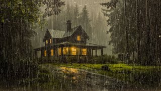 HEAVY RAIN at NIGHT on Roof to Sleep Deep and Sleep Fast ⚡ Study, Reduce Stress with Rain Sounds