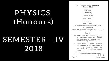 Physics (Honours) 4th Semester Paper-IV 2018 Tripura University Question Paper