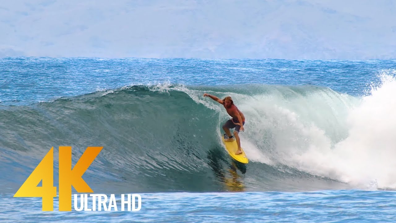 Fearless Surfers of Honolua Bay - Maui Island  Hawaii - 4K Relaxation video with Ocean Sounds