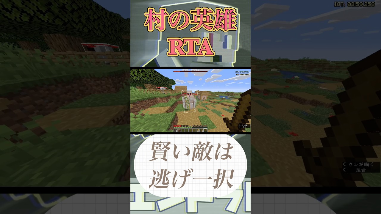村の英雄RTA 賢い敵は逃げ一択 #shorts #minecraft #マイクラ #エンドラrta