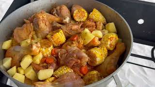 Pollo Guisado y Arroz blanco Cocine en la Playa