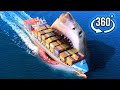 VR 360 Megalodon Bites The Ship - The Largest Shark In The World
