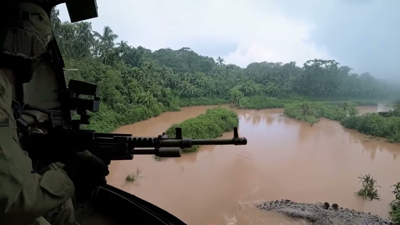 🚁🐊 Military Helicopter Spots GIANT Crocodile in River | DarkSkies Media 